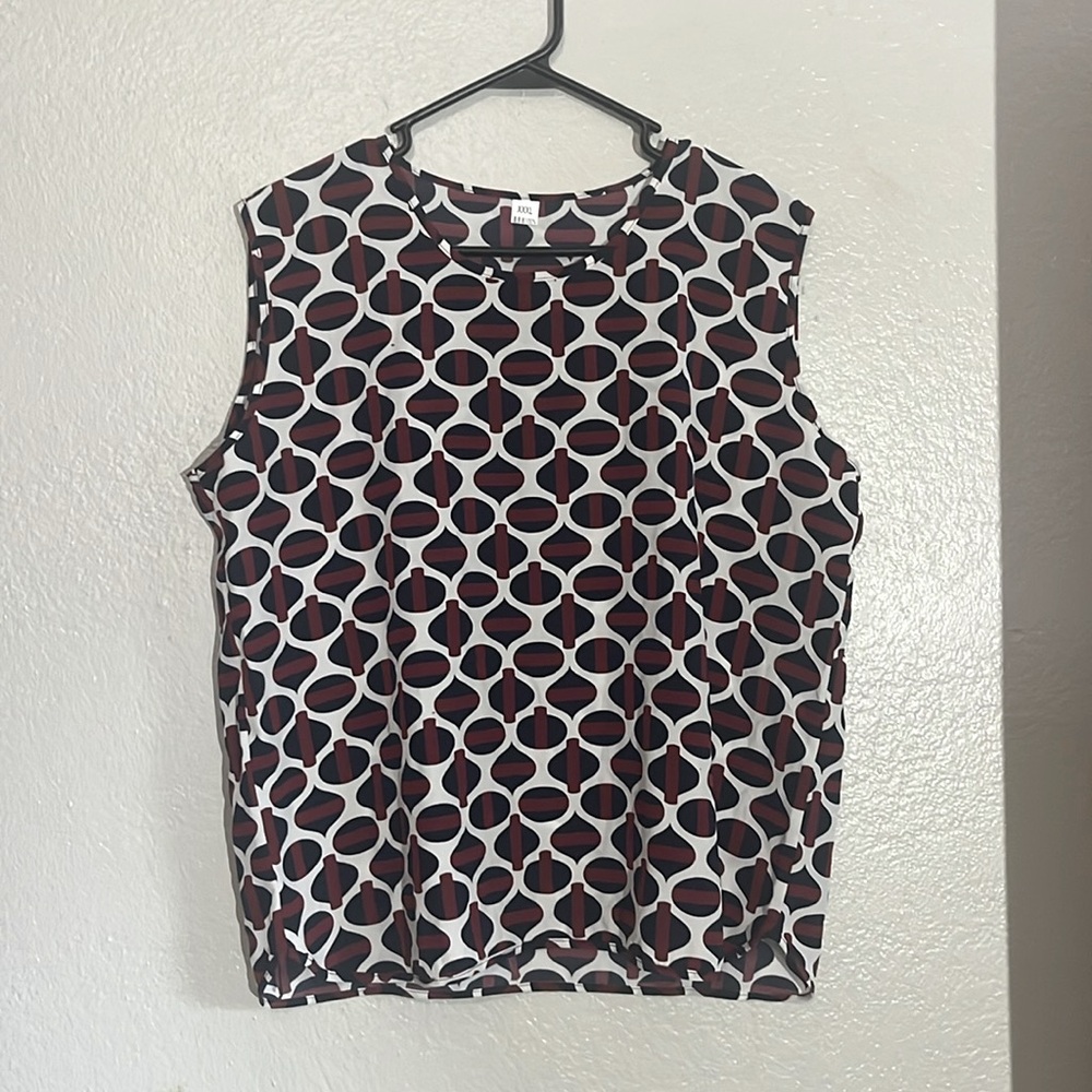 100% silk print sleeveless top